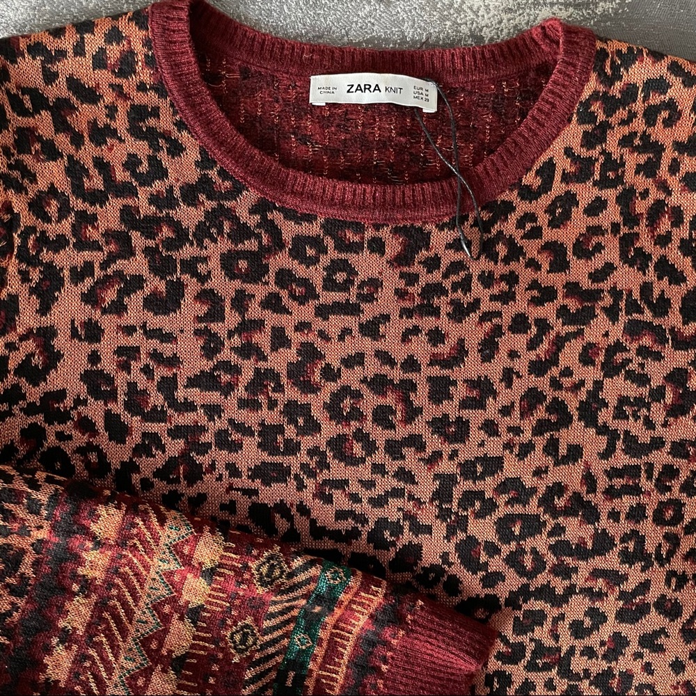 NWOT Zara Knit Leopard Animal Print Sweater - Picture 4 of 4